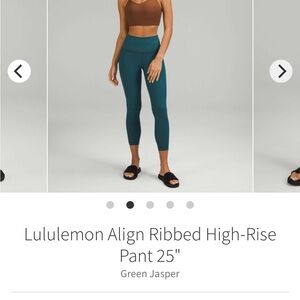 Lululemon Green Jasper Ribbed High-Rise Leggings